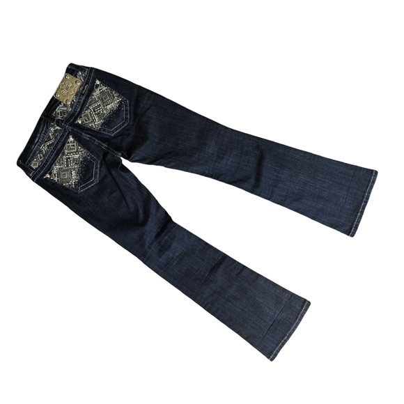 Miss Me Boot Cut Blue Jeans with Vintage Distressing - Picture 4 of 8